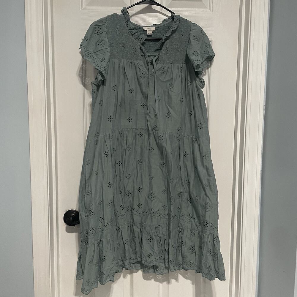 Anthropologie Othilia Mp Ginevra Ruffled Eyelet Dress Knee Length